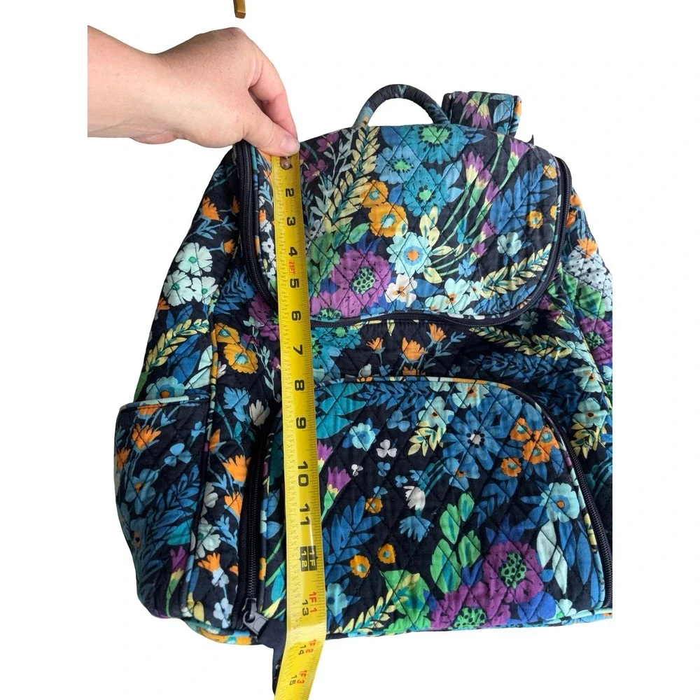 Vera Bradley Quilted Cotton Floral Backpack Blue Purple Yellow Medium Bag